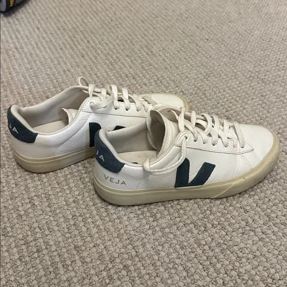 Veja White and Blue Campo Sneakers - Picture 2 of 5